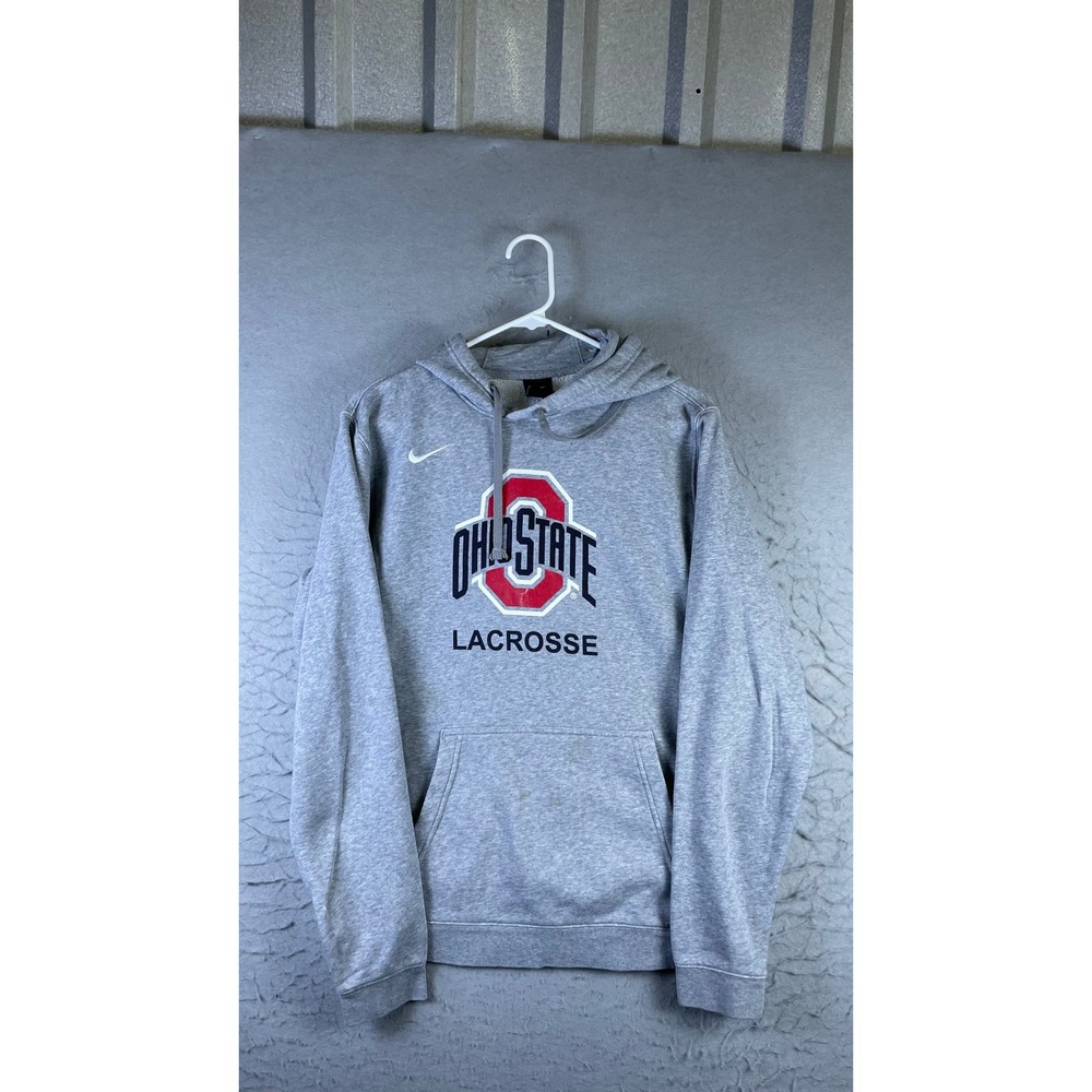 Nike Hoodie Mens Medium Gray Good Ohio State Lacrosse Pullover Sweatshirt